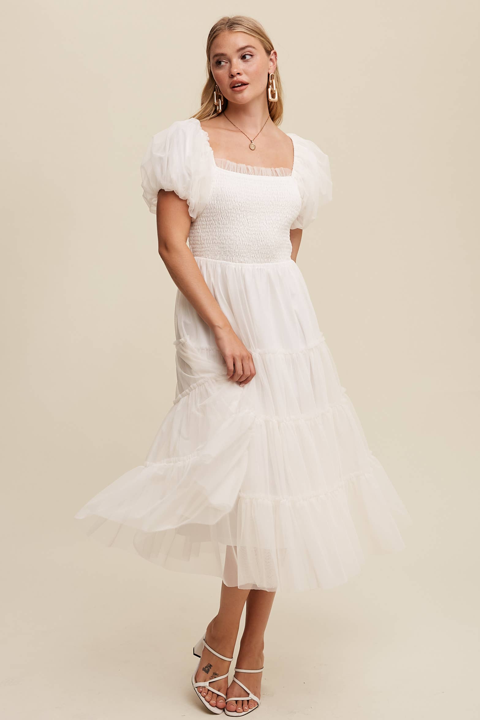 WHITNEY WHITE TULLE DRESS