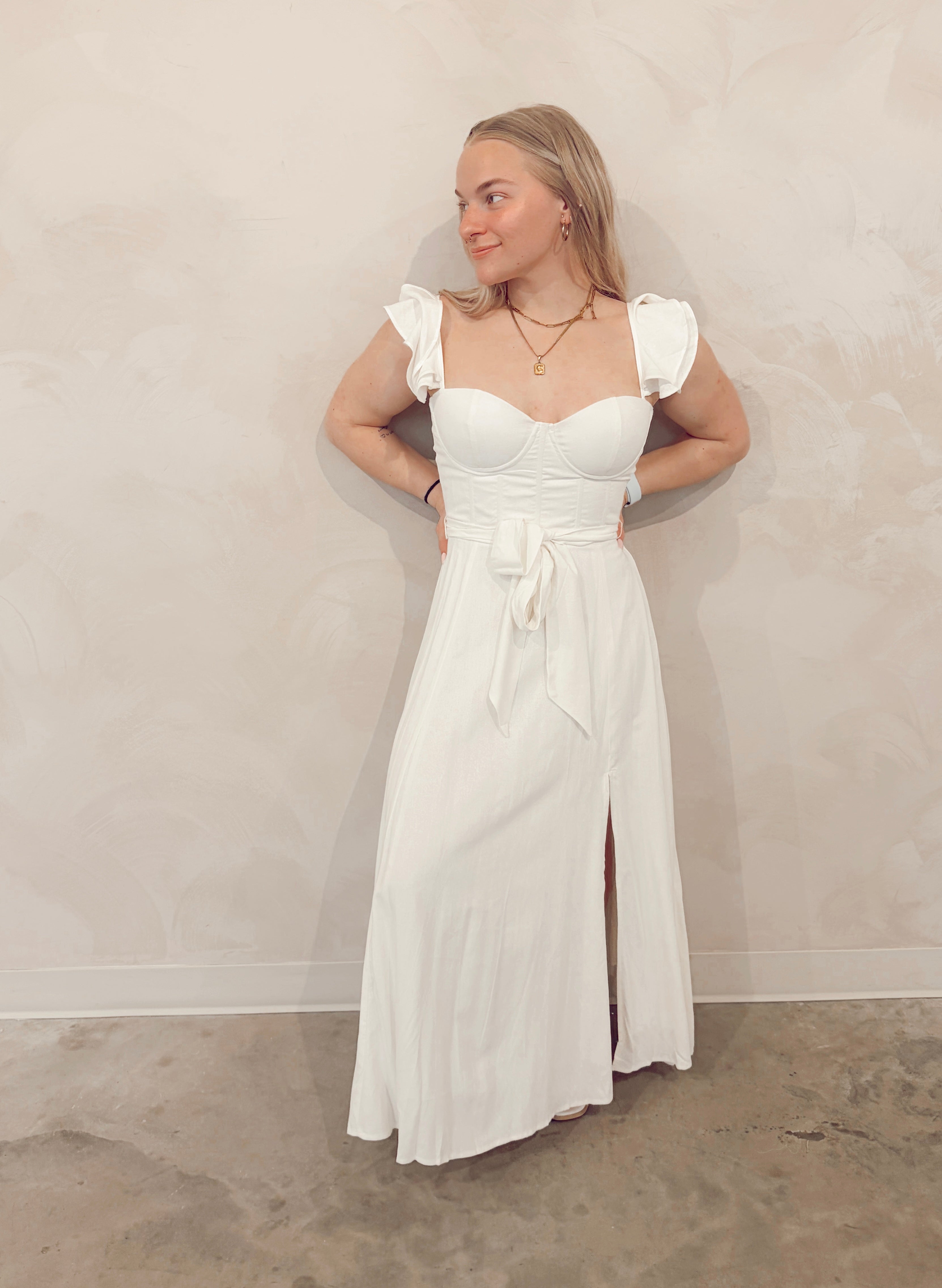 Corinne Corset Flutter Dress