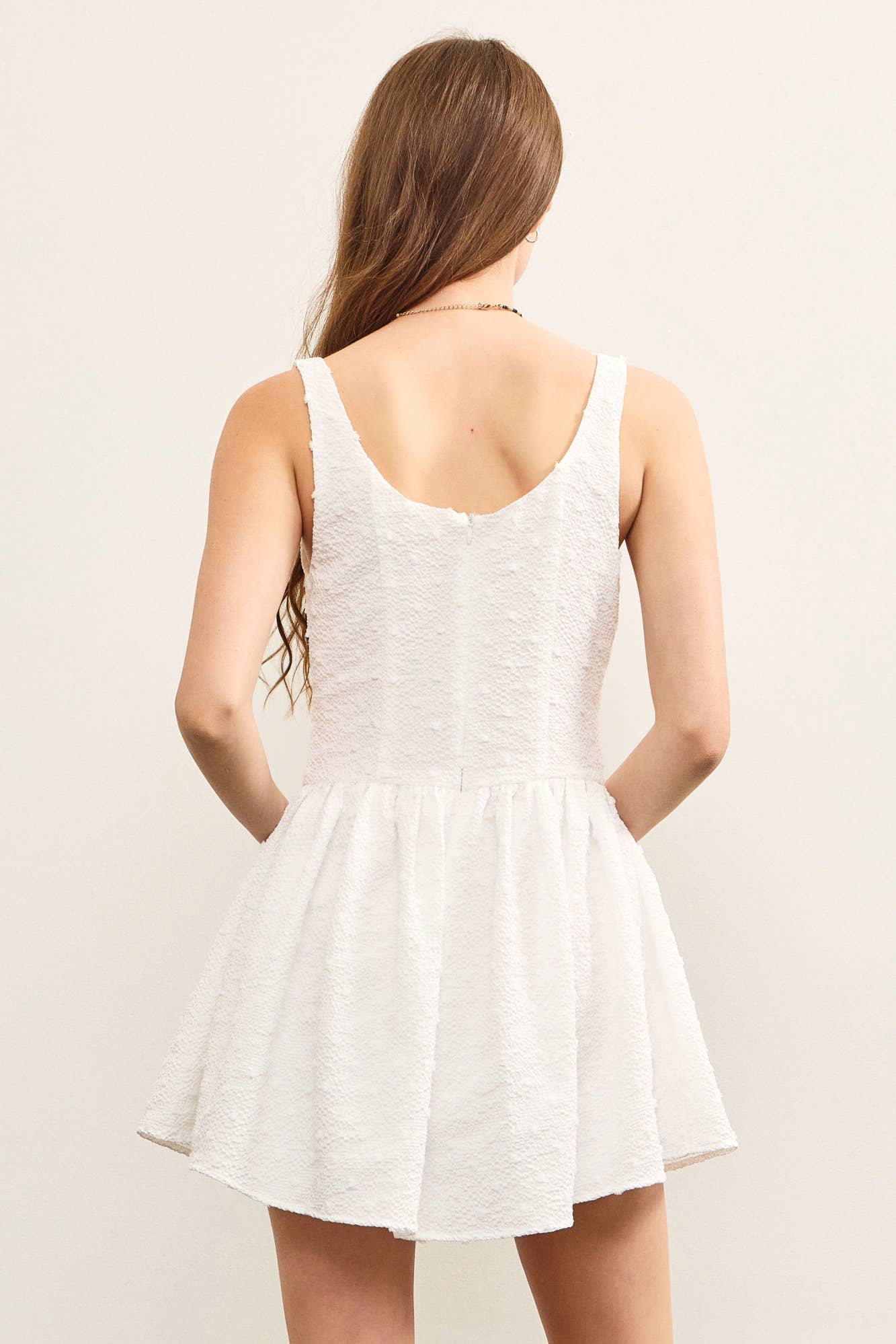 BASQUE WAIST SLEEVELESS SKORT DRESS