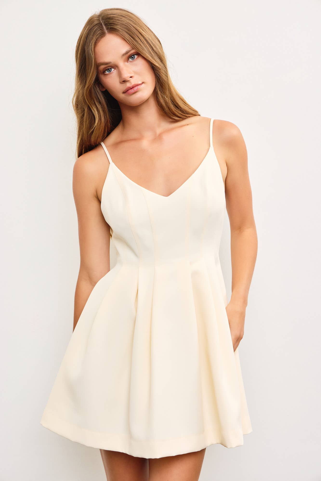 WAIST PINTUCK STRAP DRESS
