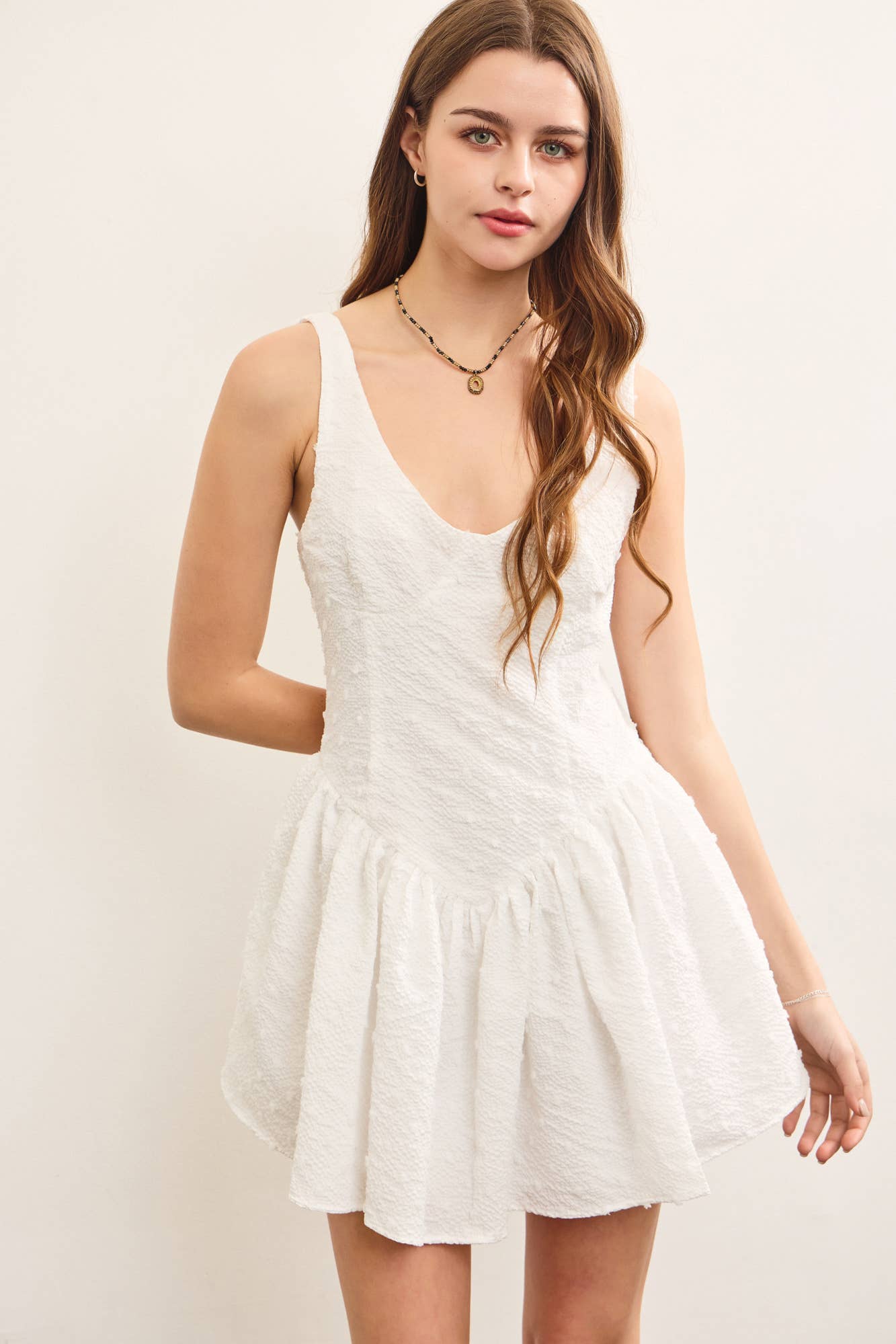 BASQUE WAIST SLEEVELESS SKORT DRESS