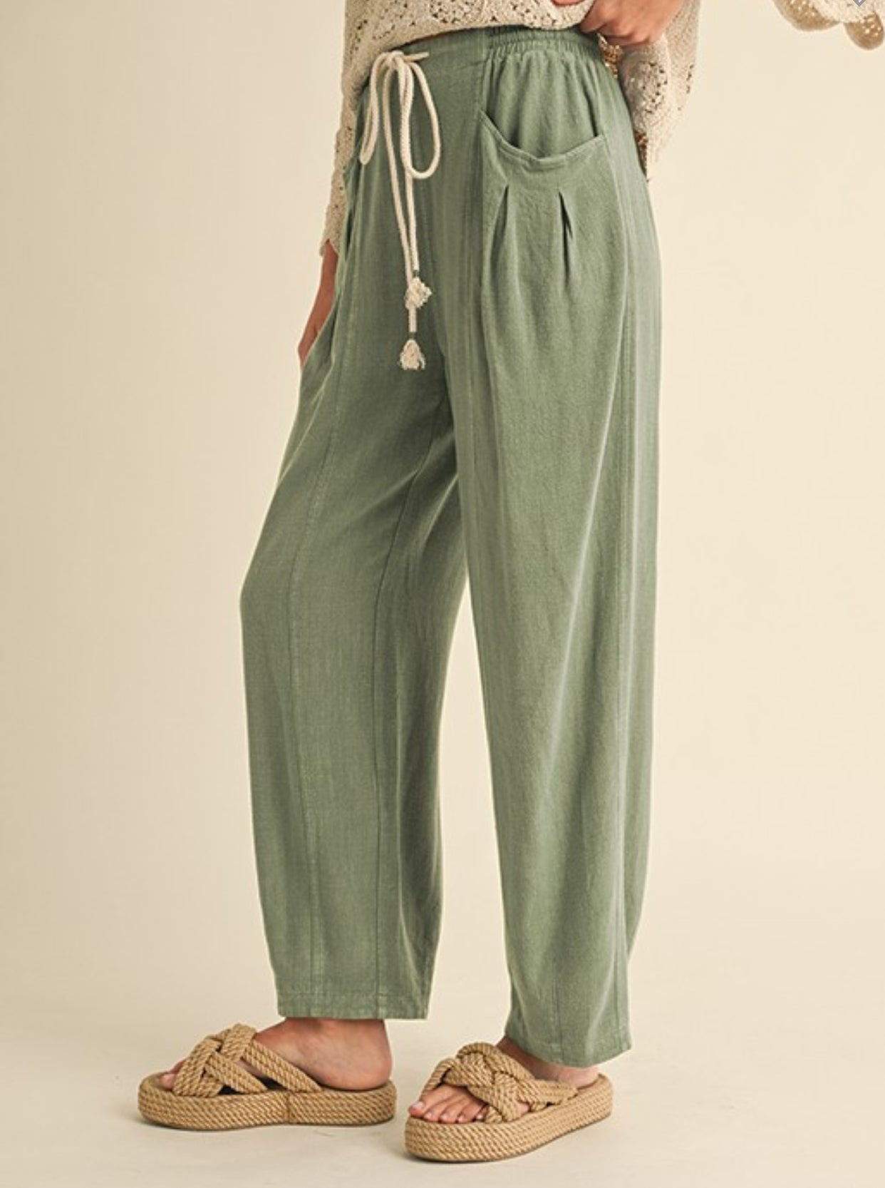 Lucy Linen Barrel Pants