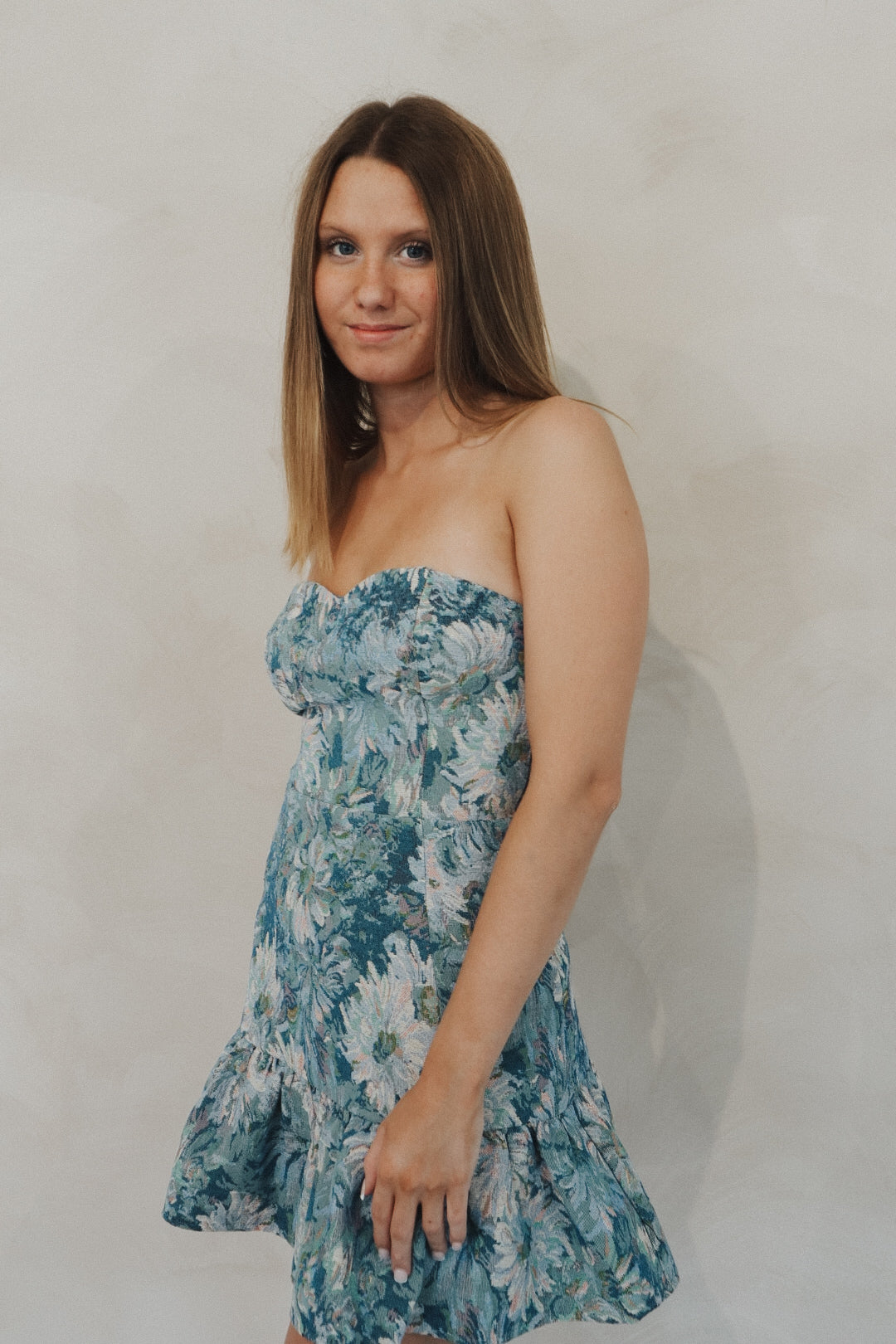 Luna Floral Brocade Mini Dress