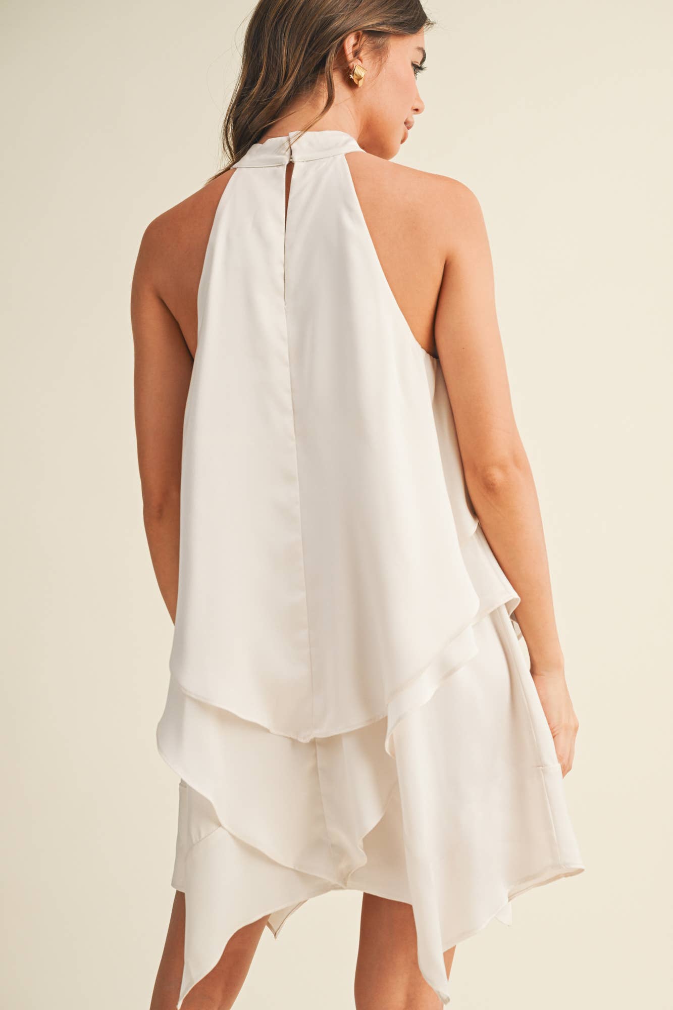 RUFFLE LAYER HALTER NECK DRESS