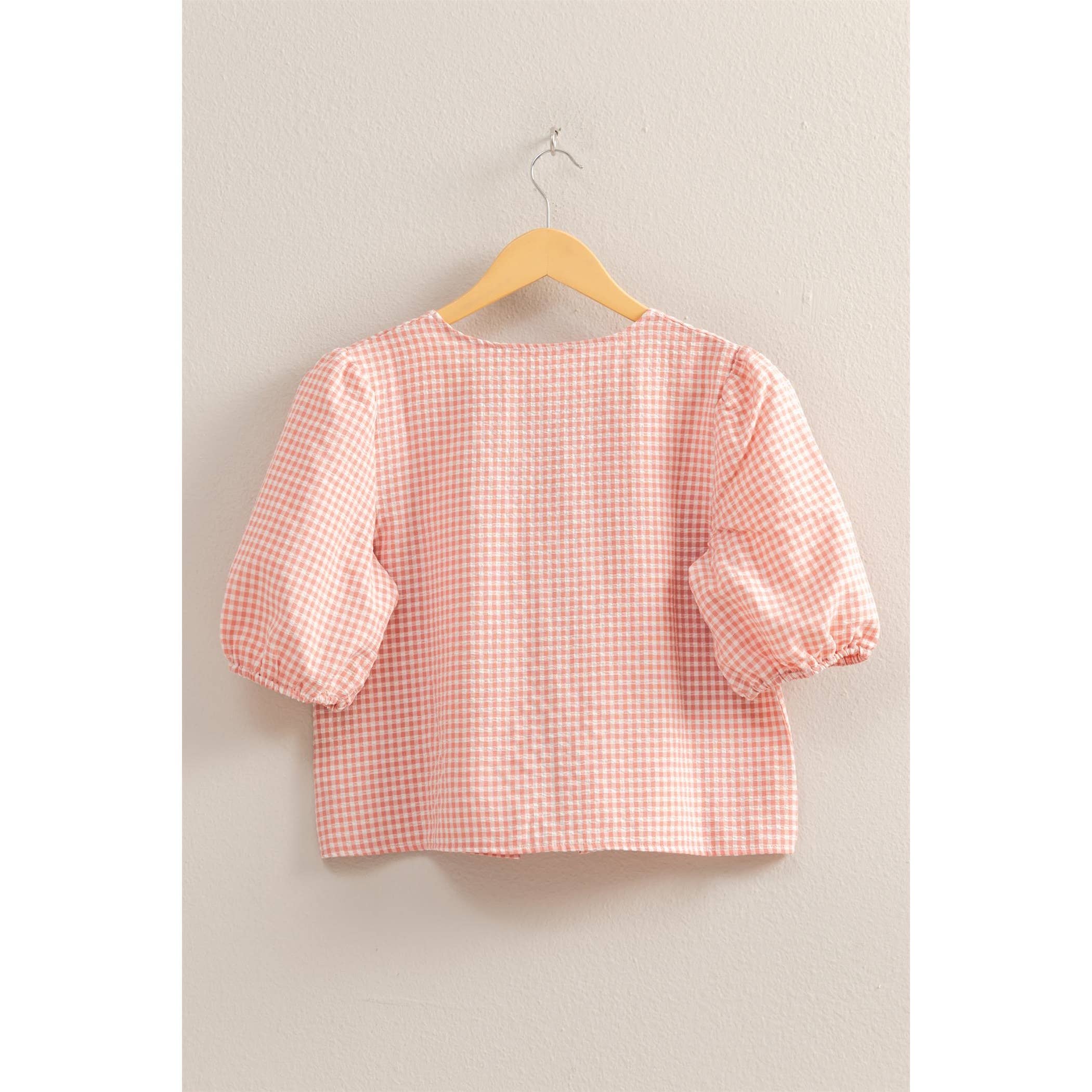 Gingham Tie Top