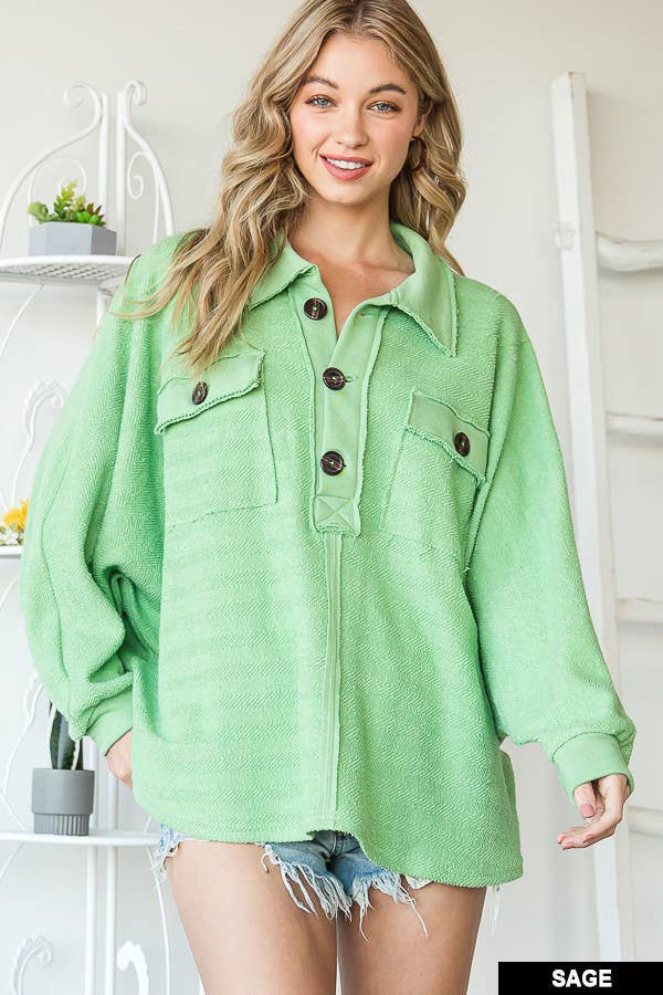 SAGE TERRY TOP