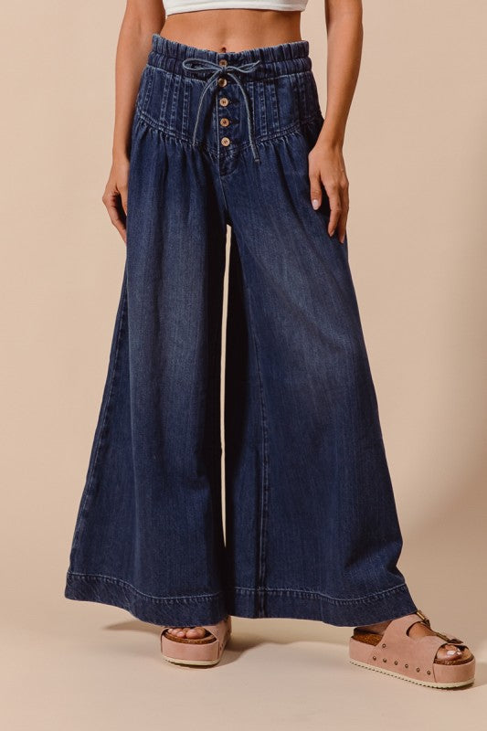 WIDE LEG TIE JEANS