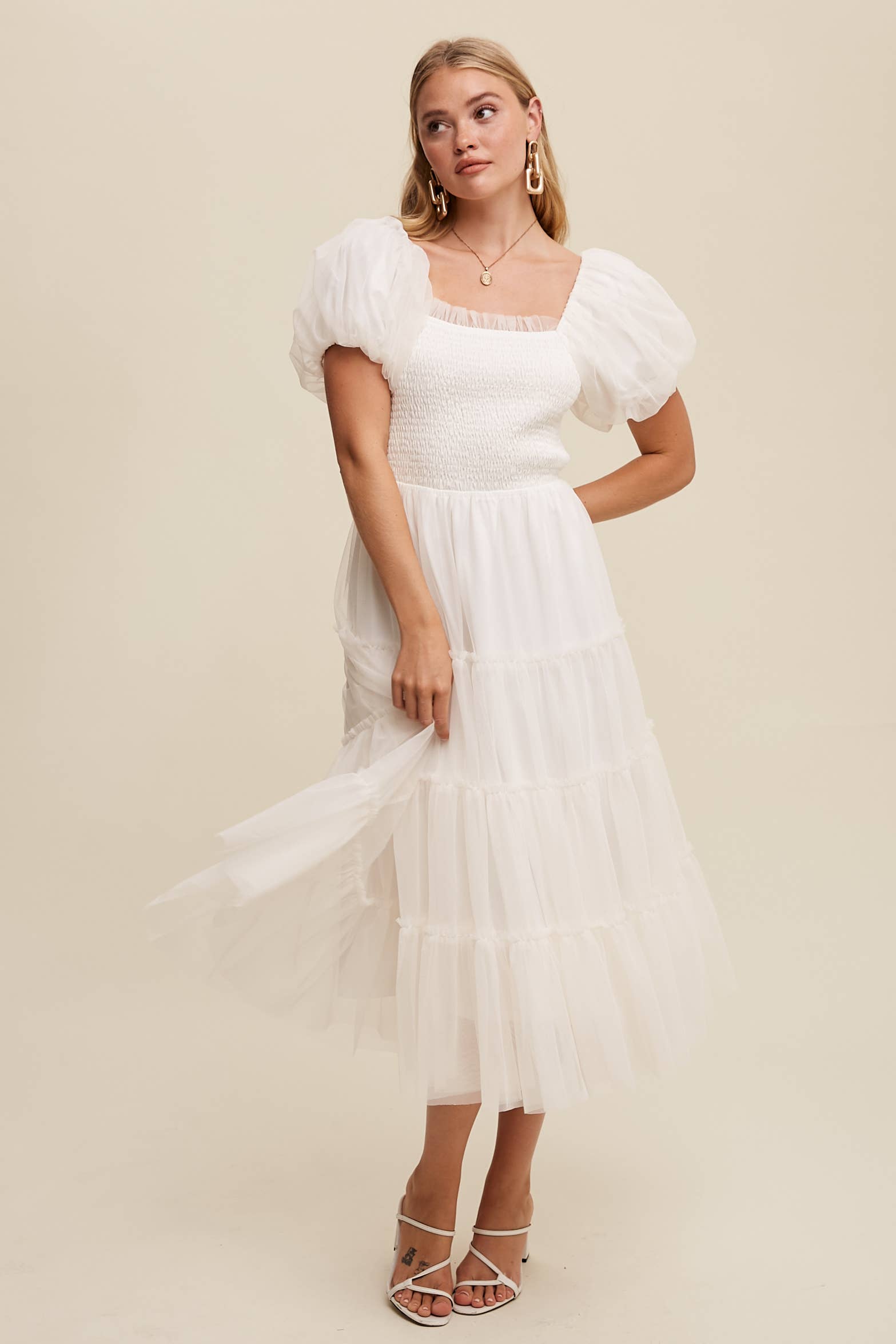 WHITNEY WHITE TULLE DRESS