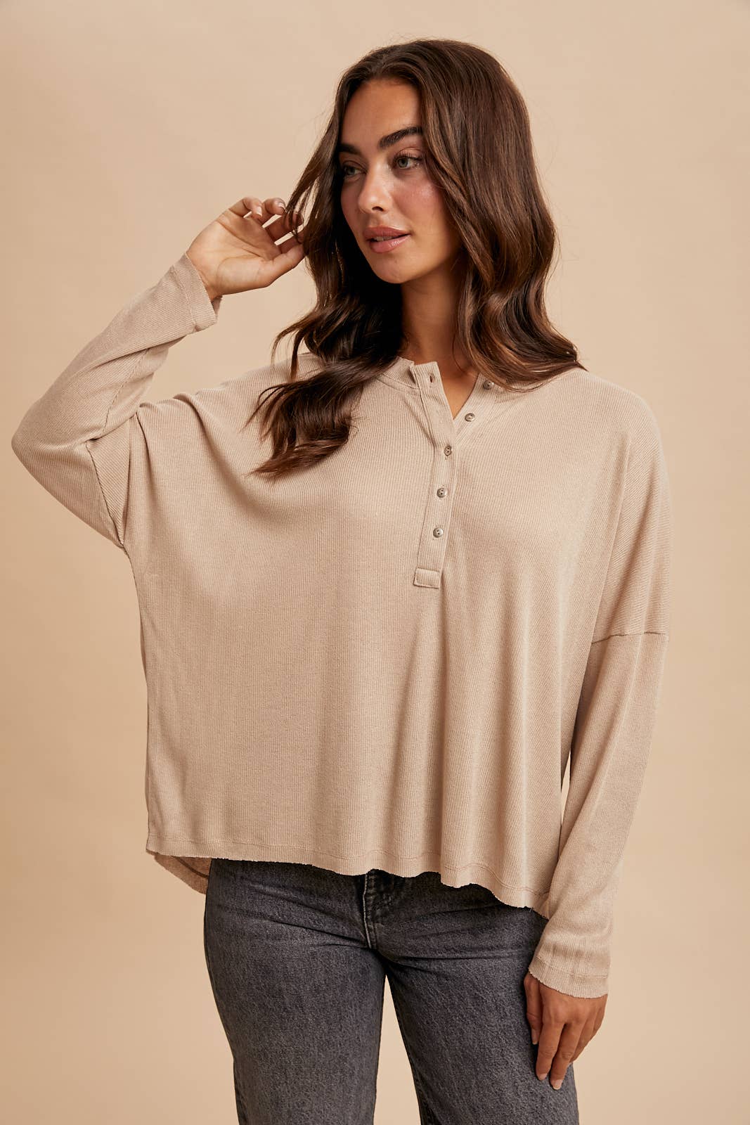 LONG SLEEVE HENLEY TOP