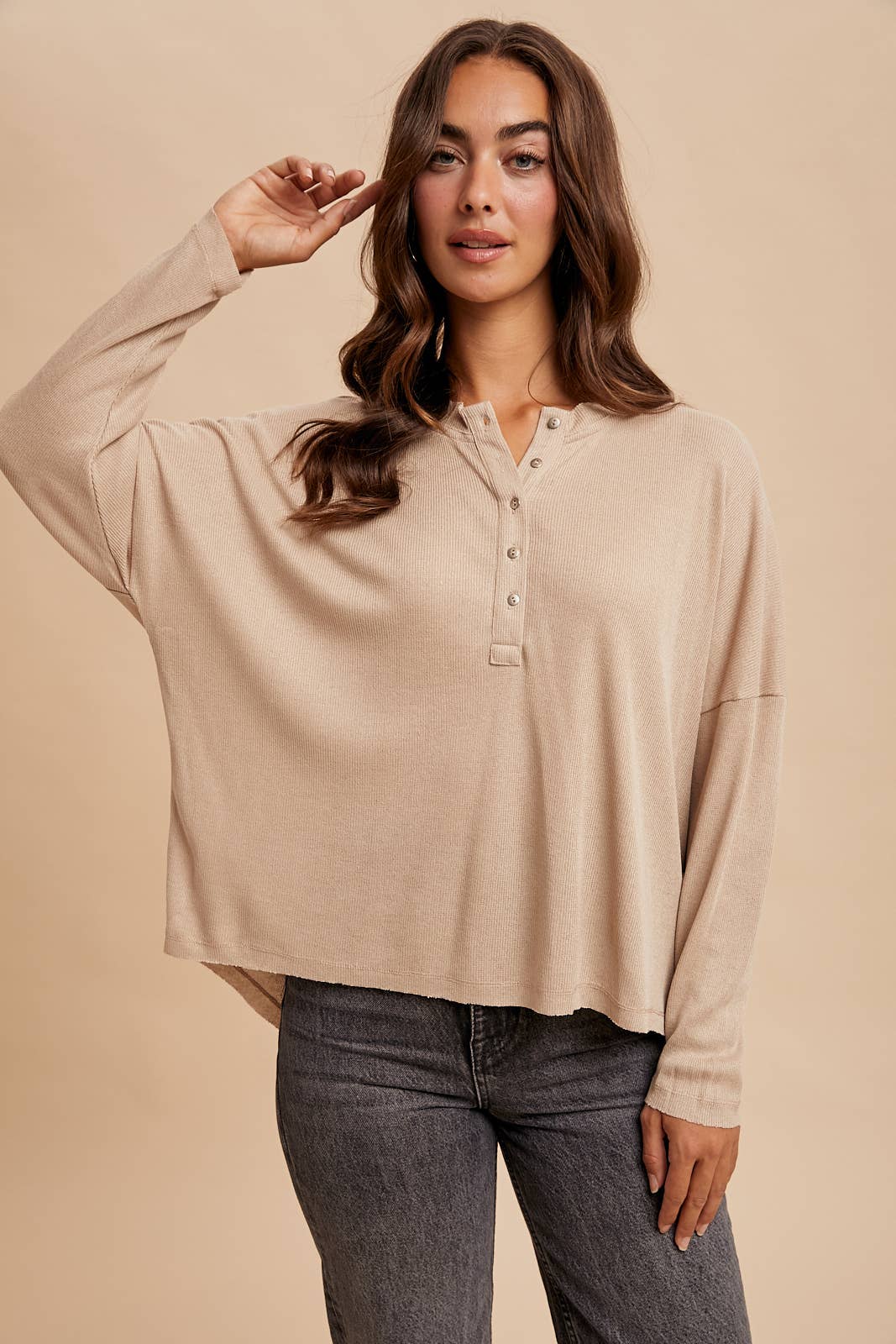 LONG SLEEVE HENLEY TOP