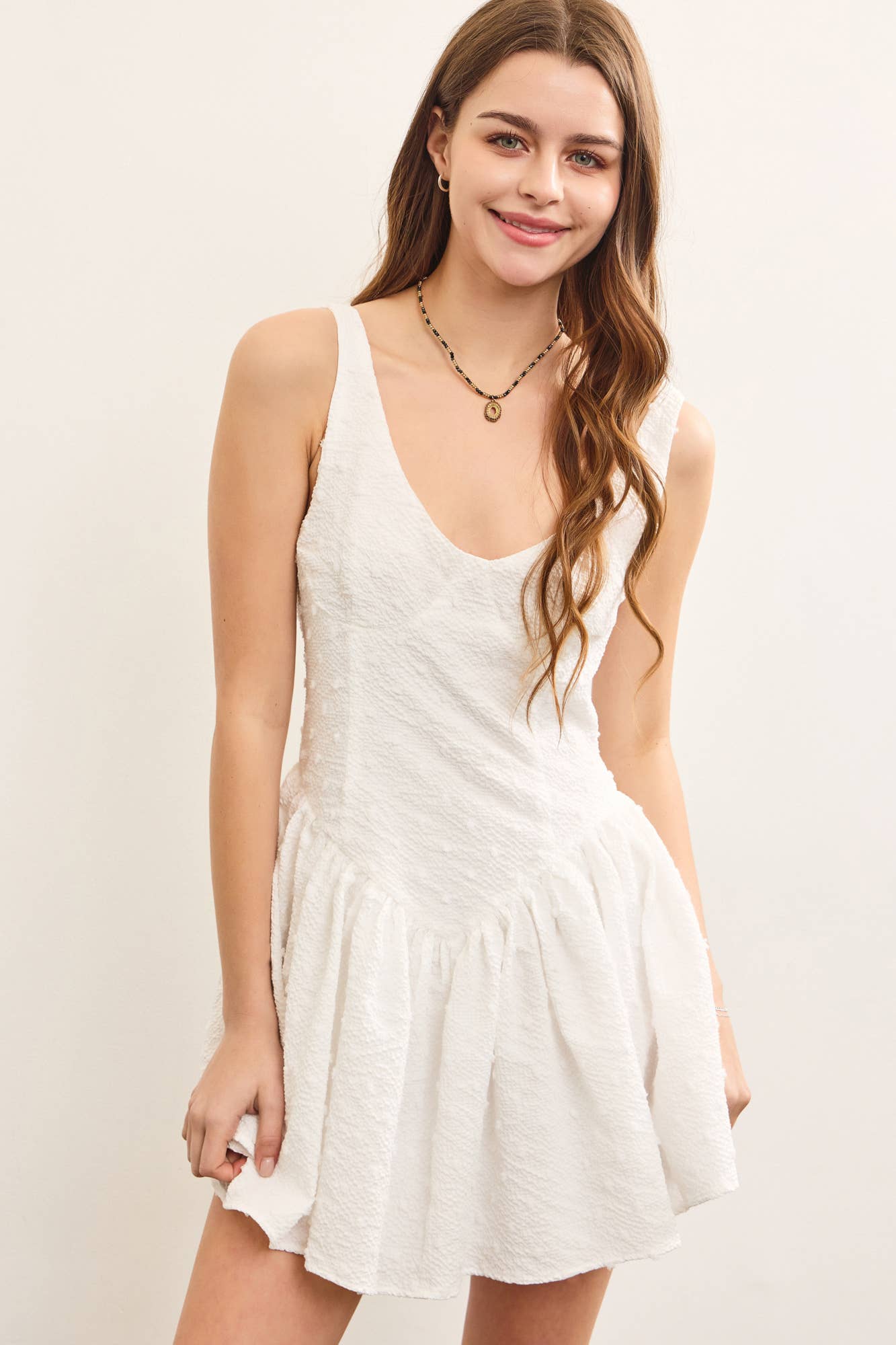 BASQUE WAIST SLEEVELESS SKORT DRESS