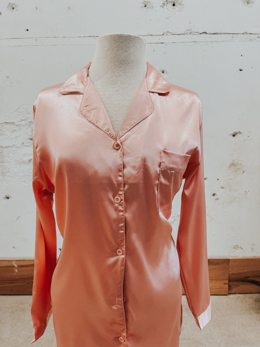 Pink Satin Sleep Shirt