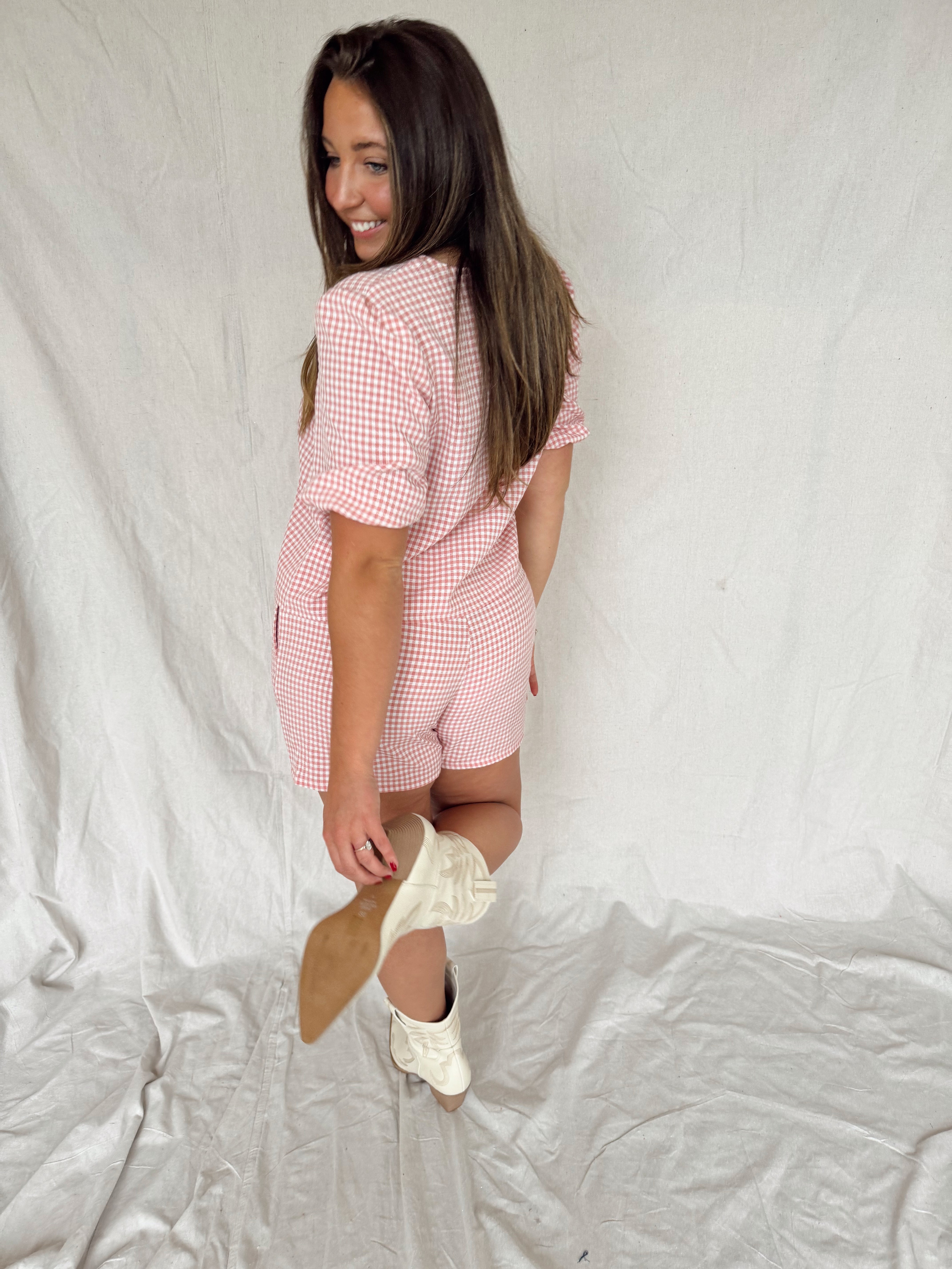 Gingham Tie Top