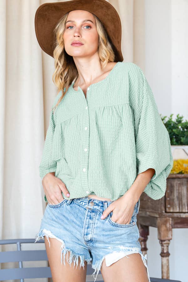 SAGE SLEEVED TOP