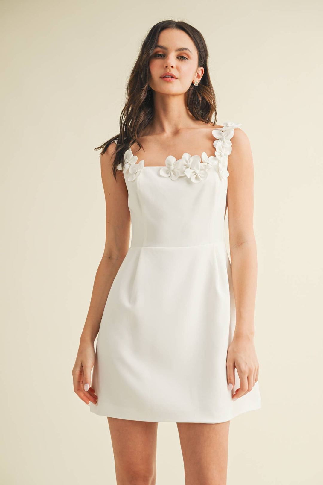SQUARE NECK FLORAL CORSAGE DRESS