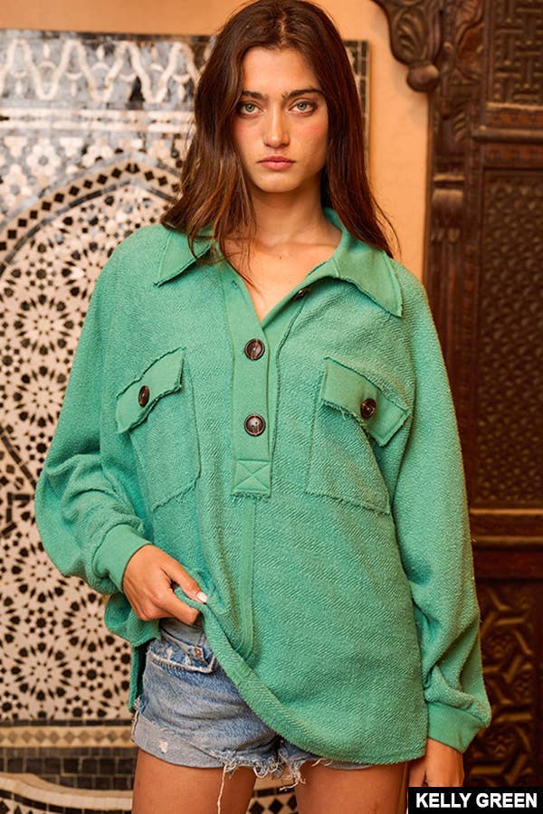 SAGE TERRY TOP