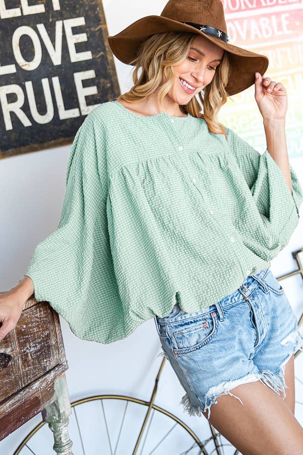 SAGE SLEEVED TOP